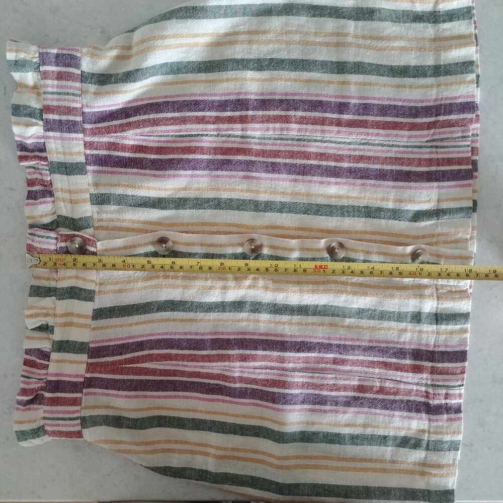 Abound thick linen blend paperbag waist button front striped short skirt Medium - Picture 6 of 10